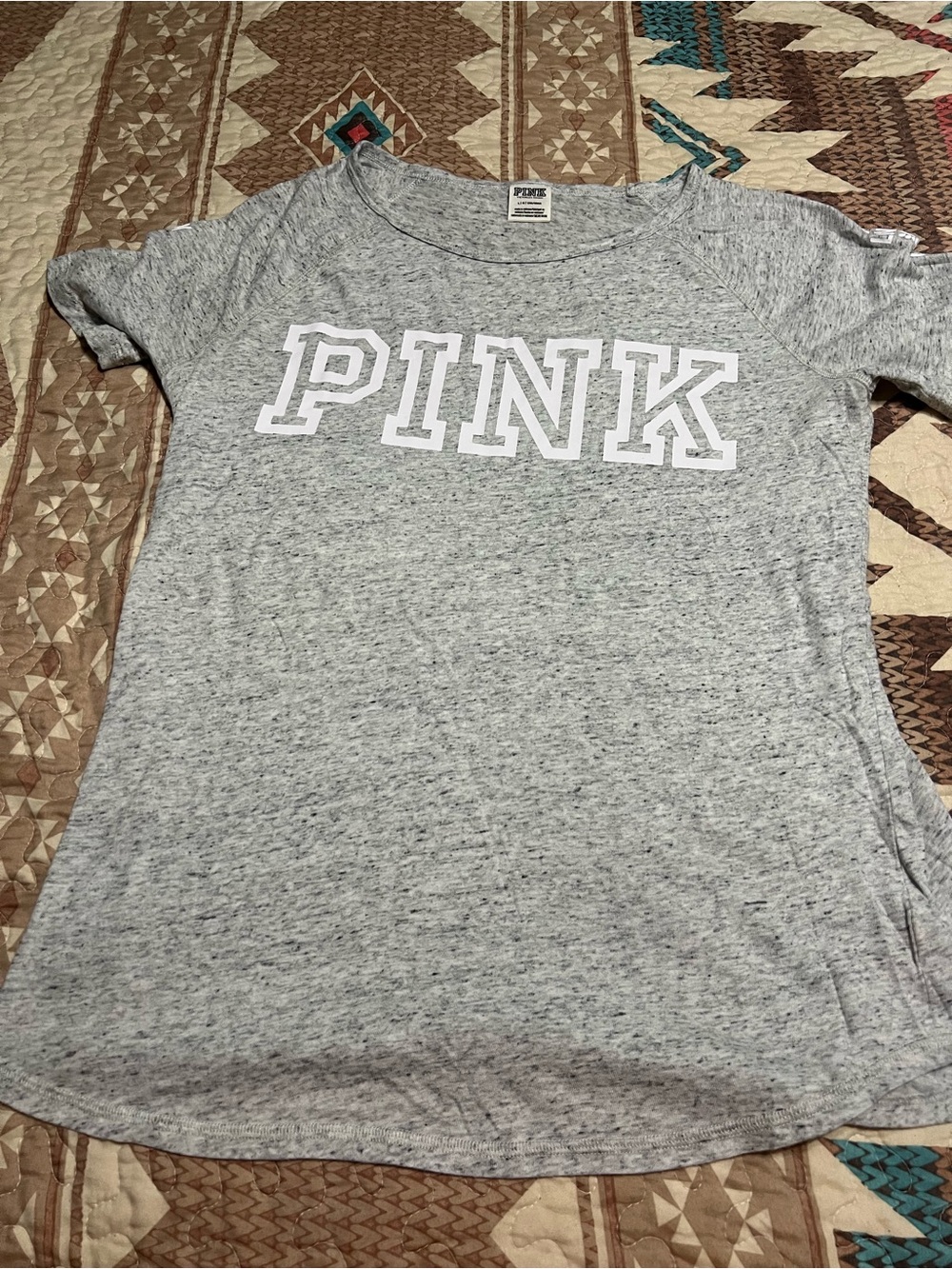 PINK Victoria's Secret Gray Short Sleeve Logo Tee